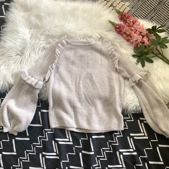 EXPRESS▪️Bubble Sleeve Ruffle Knitted Sweater. S - Picture 7 of 12